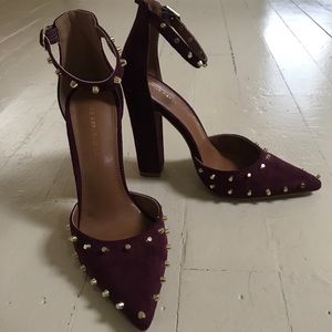 Merlot Suede Studded Heels (Never Worn!)
